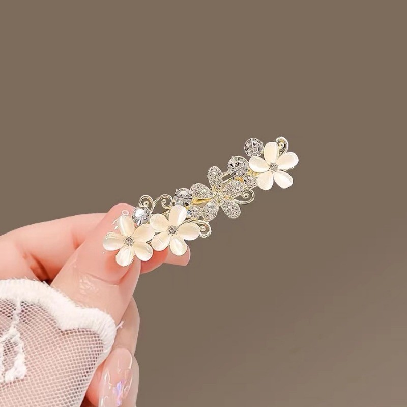 Mauropoli Kẹp Tóc Kim Loại Hoa Mắt Mèo, Phụ Kiện Nữ Mùa Hè, Kẹp Một Từ, Kẹp Bên, Mũ Đội Đầu, Nửa Buộc Tóc
