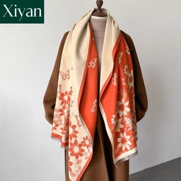 [Sẵn sàng] Khăn choàng nữ thời trang mới giống như cashmere mùa đông giữ ấm khăn choàng dày khăn choàng dài khăn quàng cổ nữ