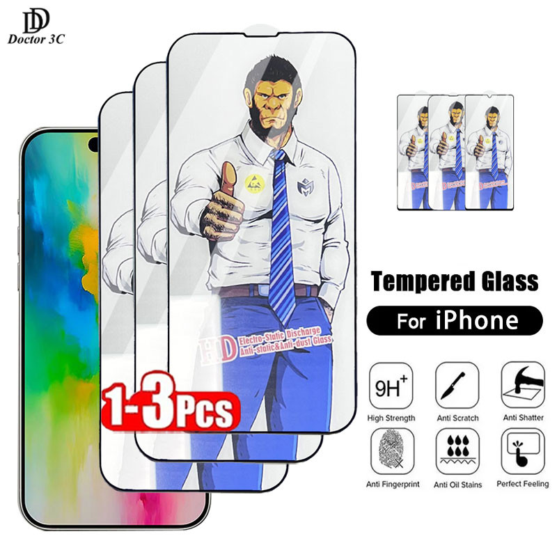 Blueo Ar Khỉ đột Kính cường lực chính hãng full viền cao cấp trong Cho iPhone 16 15 14 13 12 11 Pro X Xs Max Xr 7 8 6 6s Plus 5G 4G 2024