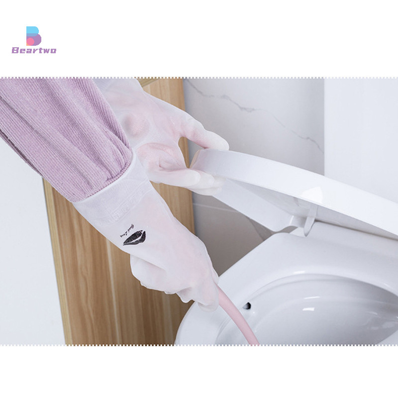 < Beartwo > 1 Đôi Găng Tay Làm Việc PVC Chống Thấm Nước Vệ Sinh Nhà Bếp Dụng Cụ Rửa Chén Dày Găng Tay Giặt Ấm Đẹp