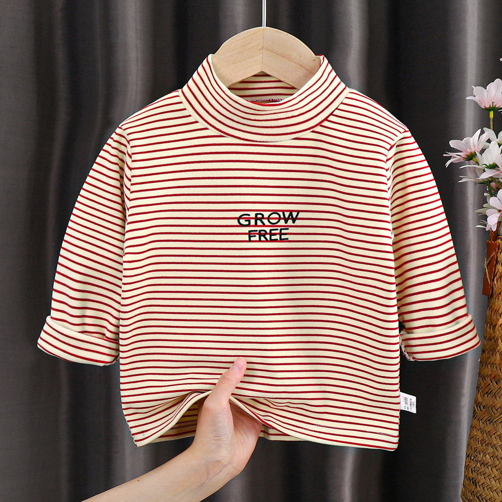 Áo Sơ Mi Đáy Trẻ Em Mùa Thu Phong Cách Mới Áo Thun Dài Tay Bé Gái Phù Hợp Với Hàng Đầu Bé Trai Sọc Thiết Kế ET