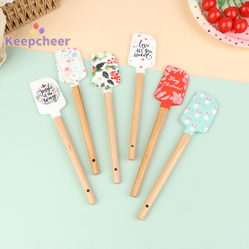 [Keepcheer] tay cầm thìa silicone Dụng cụ cạo làm mịn kem làm bánh mịn hơn [Mới]