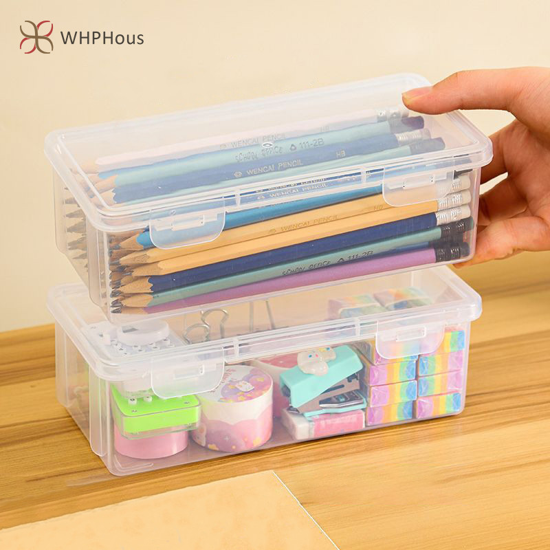 RUA 1 Hộp Đựng Nhựa Dung Tích Lớn Có Thể Xếp Chồng Trong Suốt Hộp Đựng Đồ Dùng Văn Phòng Hộp Sắp Xếp Lưu Trữ Mới