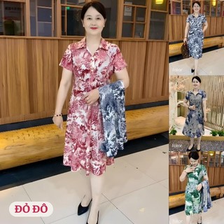 Đầm trung niên cho mẹ, Váy trung niên cho mẹ ĐỎ RUBY đi chơi dự tiệc sang trọng cao cấp chất liệu thun co giãn 4 chiều