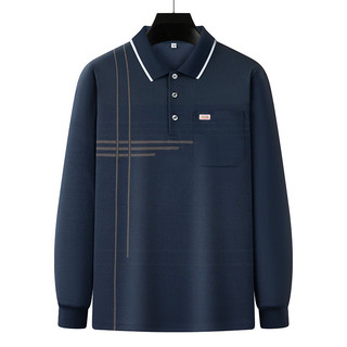 Áo phông dài tay cho bố Áo polo thường ngày trung niên trang phục mùa thu cho nam Áo Cotton cổ bẻ-CXPL