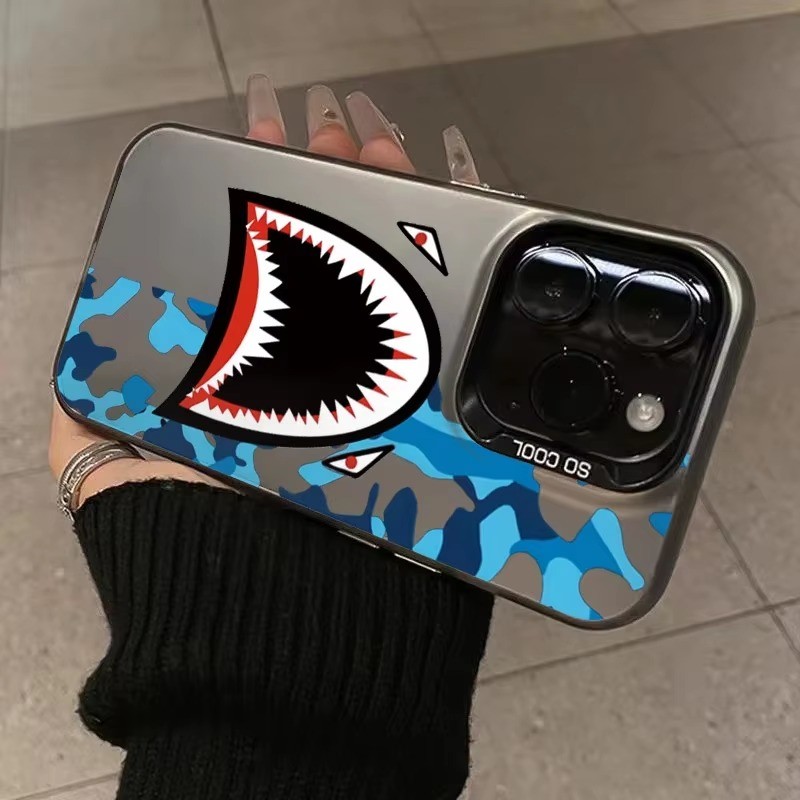 Dành Cho iPhone 16 Pro Max 14 13 11 15 12 XS Max XR X 8 7 Plus SE 2022 14Pro 13Pro Vỏ Cá Mập Mạ Điện Chống Rơi Vỏ Cứng Mờ
