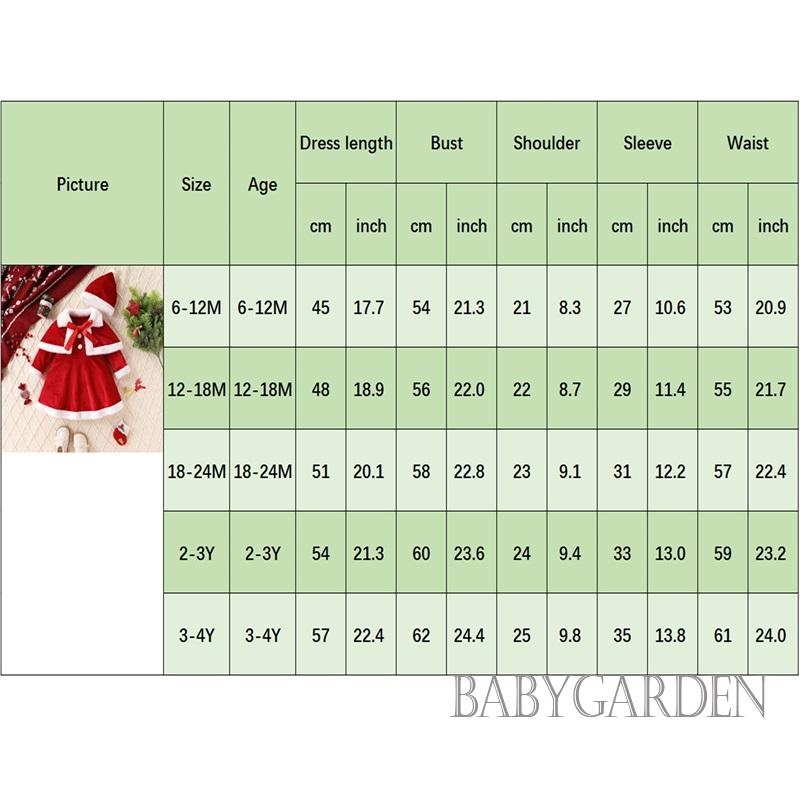 / / -6Month-4 Tuổi Váy cổ tròn dài tay Giáng sinh cho bé gái với mũ ông già Noel và khăn choàng mũi