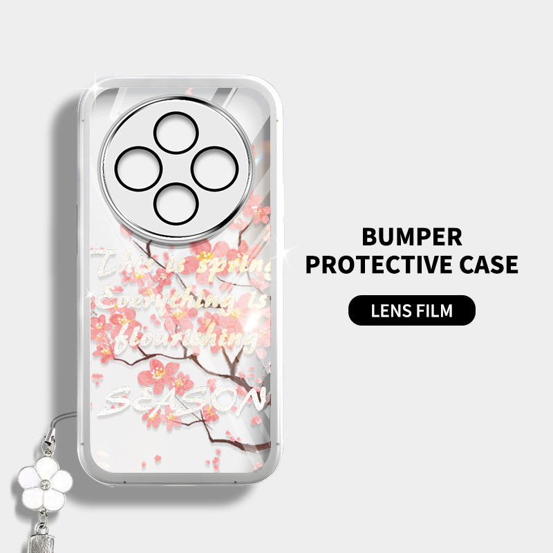 Ốp Điện Thoại YBD Cho Tecno Spark 30C Kl5 Kl5n Phong Cách Cổ Đại Hoa Đào Họa Tiết Có Dây Treo