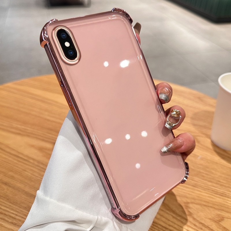 Ốp Lưng Trong Suốt Mới Cho iPhone X XS Max XR 7 8 Plus 7P 8P SE Túi Khí Chống Rơi Trong Suốt Mềm Chống Sốc Vỏ Điện Thoại Ống Kính Phim Bảo Vệ