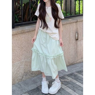 S-2XL Mùa Hè Thu Size Lớn Váy Nữ Pháp Vani Phong Cách Nhẹ Nhàng Nhỏ Tươi Co Giãn Eo Ôm Hơn Nhìn Ngọt Ngào Voan Thường Ngày Phù Hợp Với Học Sinh Váy Dài Eo Cao Váy Bánh Váy Rời Váy Chữ a