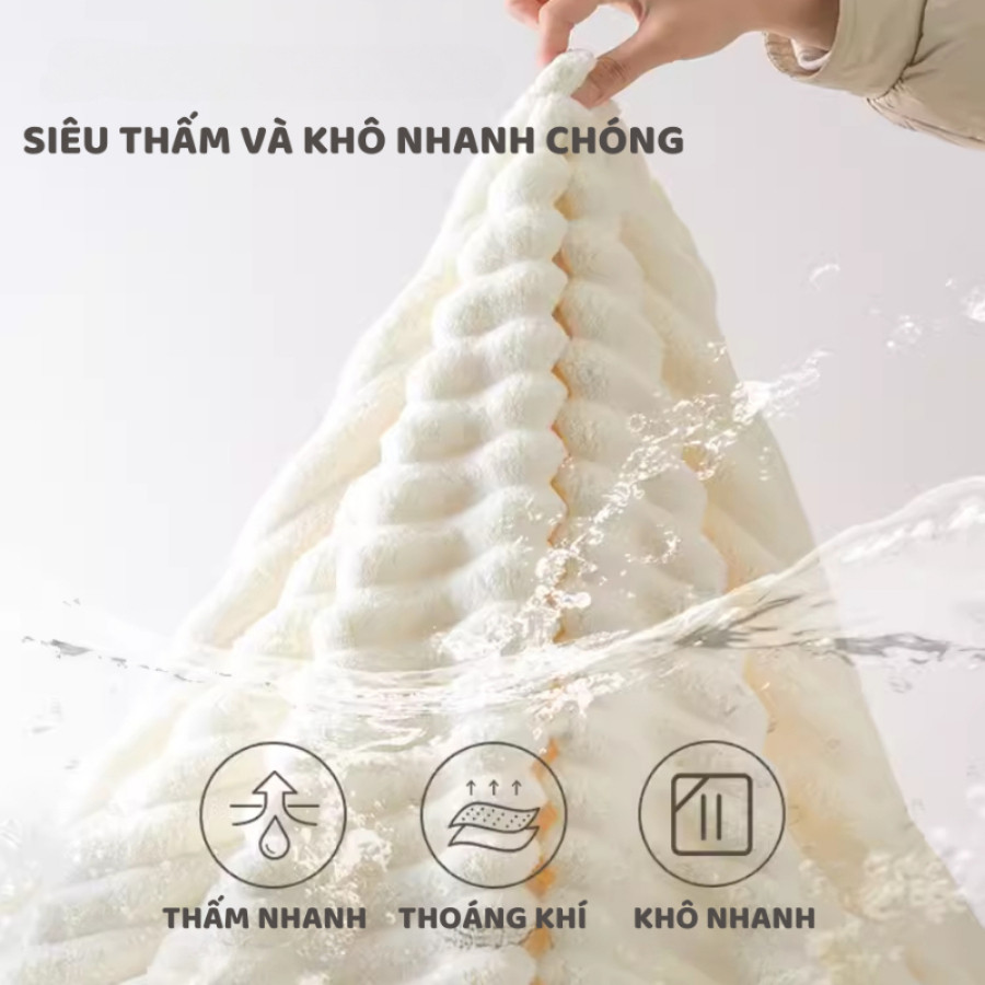 Mũ Ủ Tóc Siêu Thấm Hút Nhanh Khô, Khăn Lau Tóc Lọn Bông To Siêu Thấm | BigBuy360 - bigbuy360.vn
