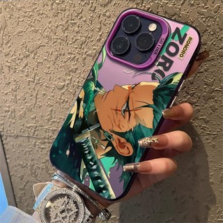 Ốp Điện Thoại Anime One Piece Zoro Cho OPPO Reno 12 Pro 5G 11F 12F A3X A78 A5 A9 2020 Realme 12 13 Pro Plus C63 7i Ốp Lưng Laser Cao Cấp IMD Matte Armor Chống Sốc Acrylic Cứng