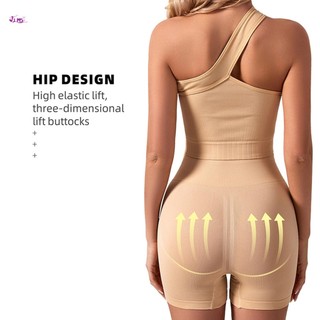 Trang phục tập luyện 2 mảnh dành cho nữ Racerback Áo ngực thể thao rắn Quần short lưng cao