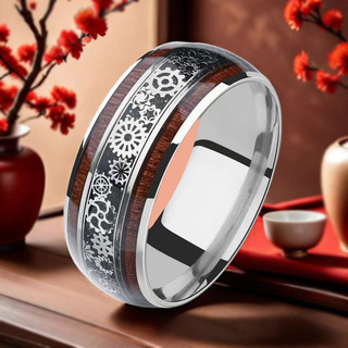 T Nhẫn Thép Titan Không Phai Màu Thời Trang Nam Hợp Thời Trang Độc Đáo Phong Cách Mỹ Giải Nén Xoay Bánh Răng Cao Cấp Mỡ Tay Plus Béo Plus Kích Thước 10.16