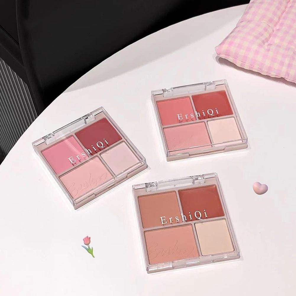 Bảng xếp nếp nổi bật bốn màu Blush Highlight Vitality Expansion Rouge Pink Girl Student Peach D2i7