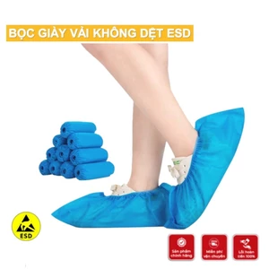 Combo 100 Đôi Bọc Giày Vải Không Dệt Phòng Sạch Chống Tĩnh Điện ESD, Bao Bọc Giày Xanh FE123