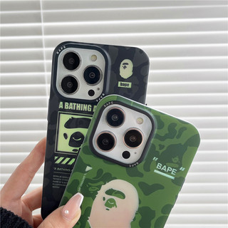 BAPE Vỏ điện thoại ngụy trang mạ điện cao cấp cho iPhone 16 15 14 13 11 12 Pro Max