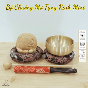 Bộ Chuông Mõ Tụng Kinh Tại Gia Mini - CXNP109 - Chuông mõ tí hon tại gia - Bộ chuông mõ siêu nhỏ