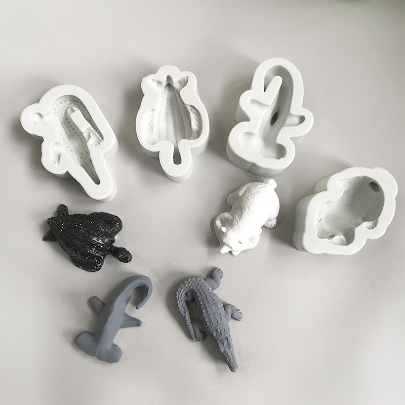Cá Mập Cá Sấu Rùa Biển Gấu Cực Khuôn Silicon Khuôn Socola Fondant Mousse Bánh Trang Trí DIY Đất Sét Epoxy Hương Liệu Thạch Cao Khuôn