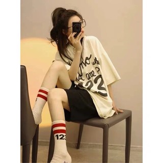 Set 5 đôi tất cổ cao unisex phong cách thể thao họa tiết số 123 siêu hot
