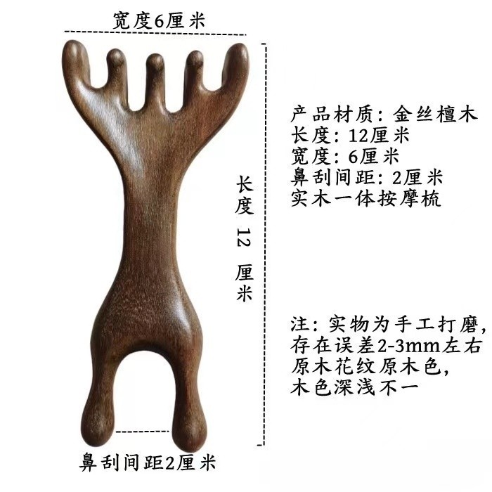 Mang Tôi Về Nhà Gỗ Đàn Hương Kinh Tuyến Lược Massage Vòng Lục Giác Lược Massage Nhiều Dụng Cụ Massage Hai Đầu Staghorn Lược TVEI