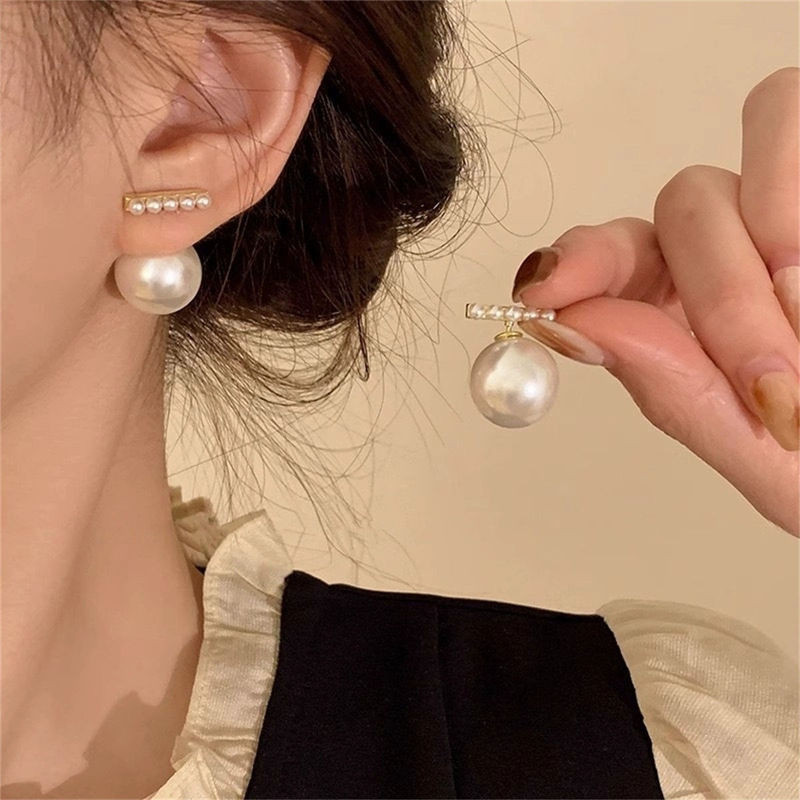 Bông tai ngọc trai thiết kế Niche ins Tính khí Bông tai sang trọng nhẹ cao cấp