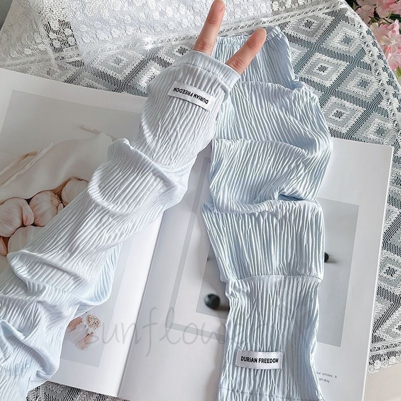 Tay áo chống nắng bằng lụa băng xù dáng rộng, cỡ lớn, phù hợp lái xe màu trơn [hướng dương]