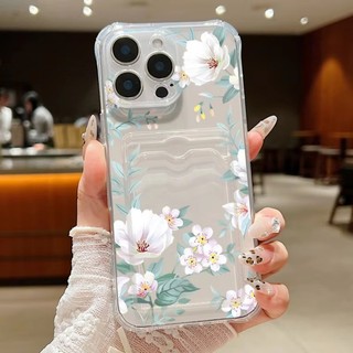 Ốp Lưng Hoa Đen Trắng Sang Trọng Cho Samsung Galaxy A71 A51 A42 A12 M12 A21S A50 A50S A30S A20 A30 Túi Đựng Thẻ Ví TPU Vỏ Điện Thoại