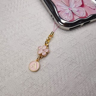 Mặt dây chuyền điện thoại di động diy Pink Cherry Blossom Letter A-Z Mặt dây chuyền Điện thoại di động Mặt dây chuyền