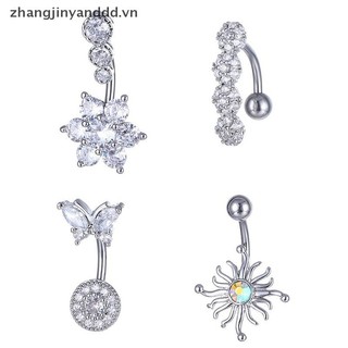 Nhẫn buộc bụng hình động vật với thép không gỉ, xuyên tâm trái tim - Trang sức cơ thể gợi cảm.