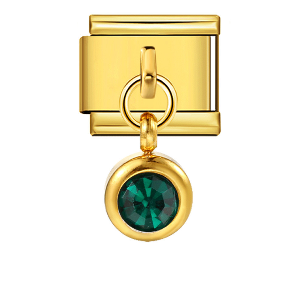 Mặt dây chuyền birthstone tròn, móc thép titan, phụ kiện thời trang đa năng