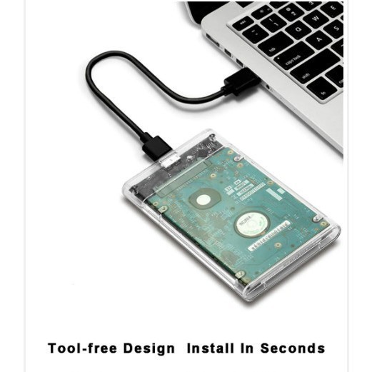 [COD] HDD Box 2.5" G21U3 Trong Suốt – SATA III USB 3.0, Nắp Trượt, Gắn Ổ Cứng 2TB, Bảo Hành 12 Tháng