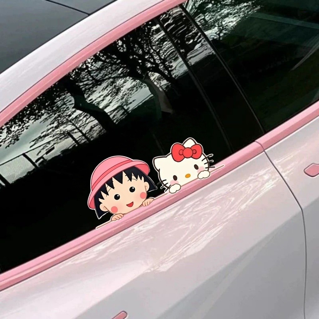 Cherry Maruko Xe Phía Sau Kính Chắn Gió Trang Trí Dán Mèo Mèo Xe Máy Chống Thấm Nước Dán