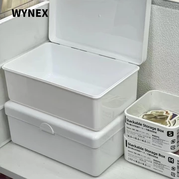 Hộp đựng ảnh WYNEX, Hộp đựng nắp lật bằng nhựa, Hộp đựng ảnh màu trắng chống bụi Ins Hộp đựng trang sức Son môi