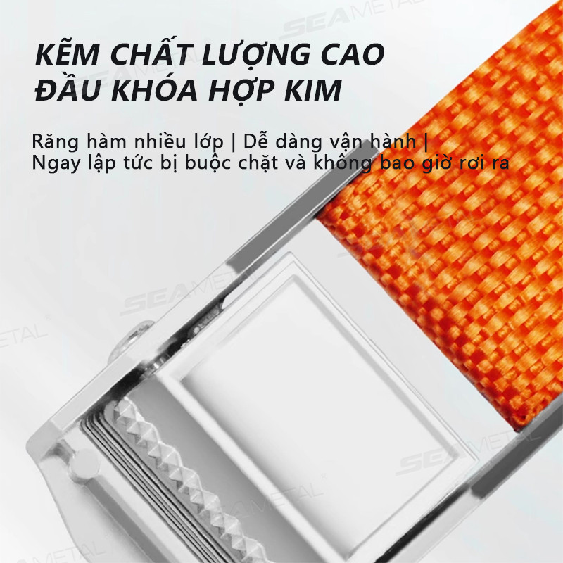 Dây buộc hàng hóa ô tô SEAMETAL 3/4/6m, Khóa kéo, Dây buộc chắc chắn cho xe máy và xe đạp