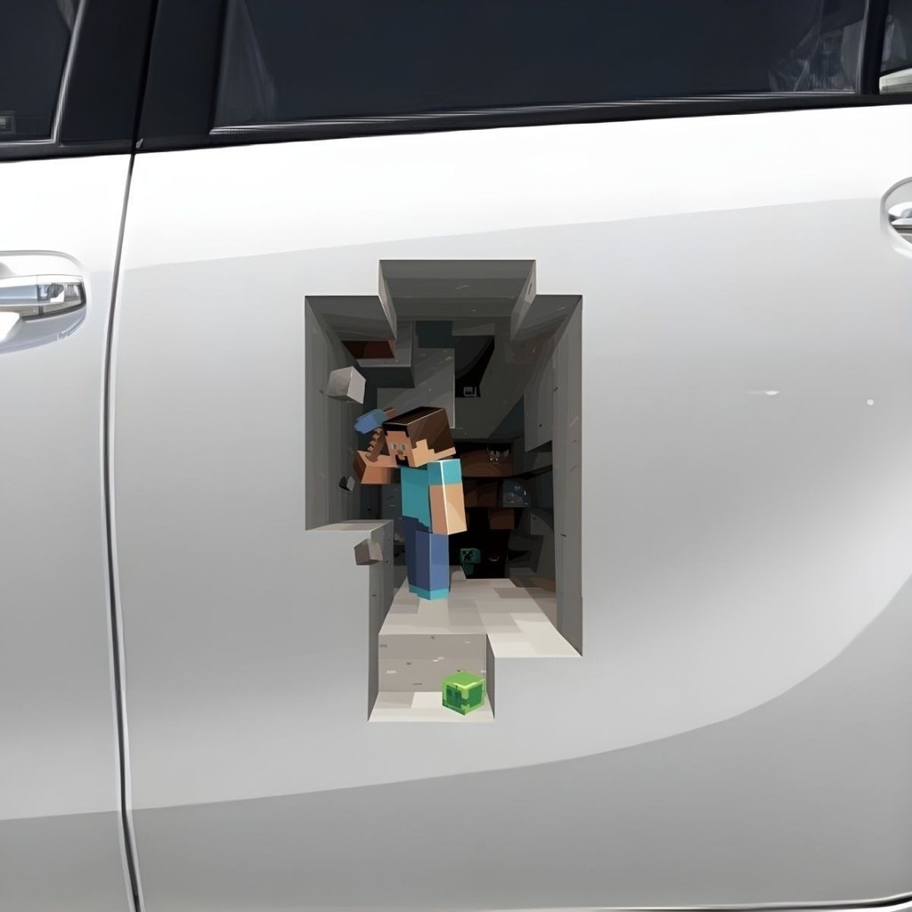 Chống Thấm Nước Trầy Xước Chặn Ba Chiều Cảm Giác Xe Thân Xe Ô Tô Minecraft Dán Xe Ô Tô 3D Miếng Dán Trang Trí Dán Dán