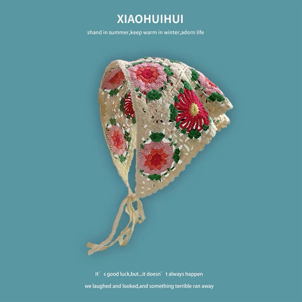 Khăn Tóc Băng Đô Quấn Đầu Bandana Handmade Móc Vintage Dệt Kim Băng Đô Quấn Tóc Nữ Phụ Kiện Tóc