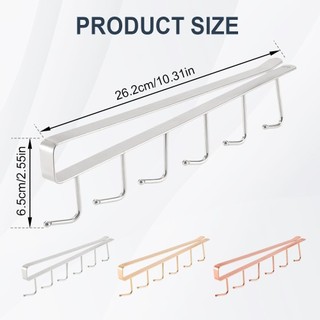 Kệ Cốc Móc Treo Cốc Dưới Tủ 6 Móc Dưới Tủ Cốc Cà Phê Móc Treo Dưới Kệ Cho Cốc Đồ Dùng Nhà Bếp Phù Hợp Với Kệ Độ Dày 0 8in Hoặc Ít Hơn kim loại đa năng đơn giản chắc chắn phù hợp dùng cho gia đình căn hộ văn phòng và không gian nhỏ