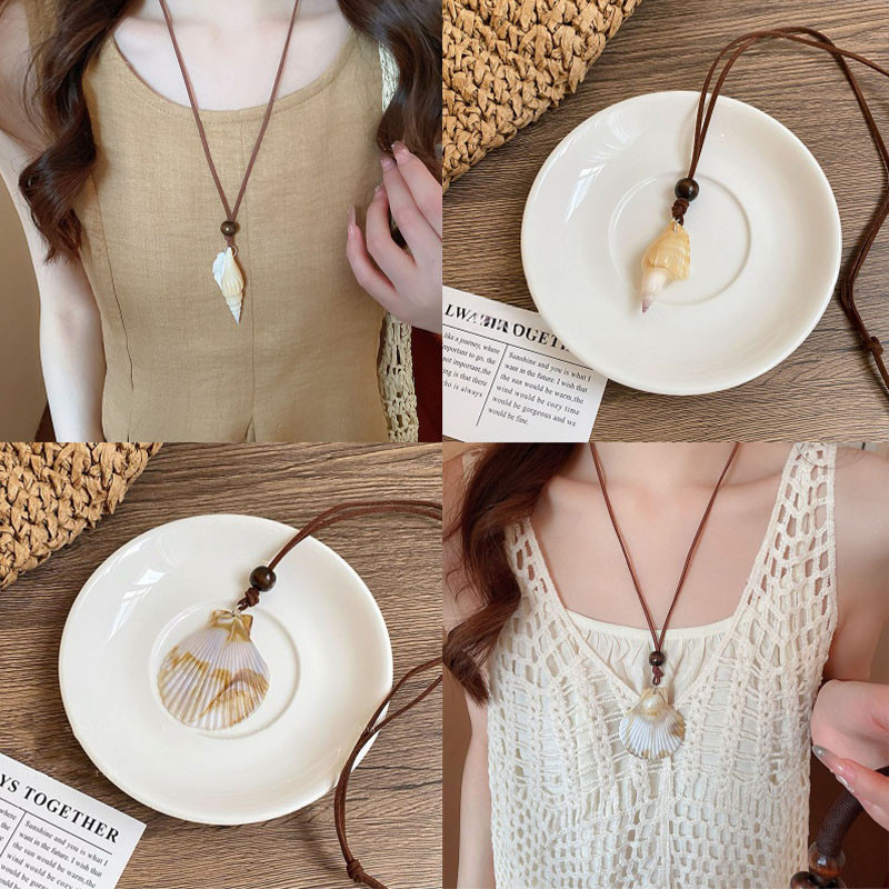 Hạt Gỗ Vỏ Ốc Sò - Mặt Dây Chuyền Thời Trang