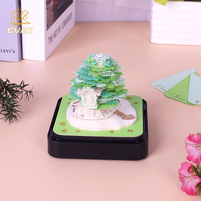 Alittlesetrtu Lịch Thời Gian 2026 Lịch Để Bàn Có Đèn LED Lịch 3D Xé Khắc Giấy Nghệ Thuật Pad Notepad Quà Tặng Giáng Sinh Trang Trí Máy Tính Để Bàn VN