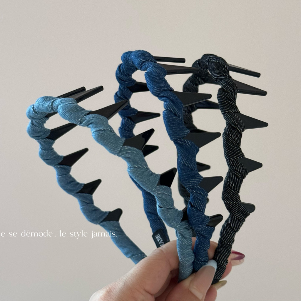 Vòng đeo đầu sóng Denim Hàn Quốc dành cho nữ chống trượt