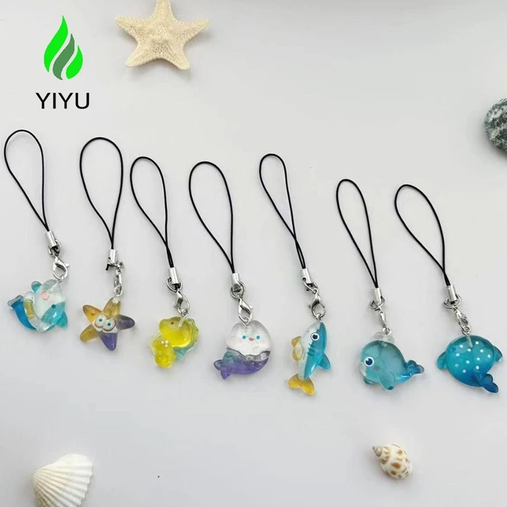 YIYU Dây treo điện thoại YIYU, Móc khóa sao biển Dây điện thoại cá, Dây điện thoại di động Kawaii Blue Shark Sea Creature Dây điện thoại di động Quyến rũ điện thoại