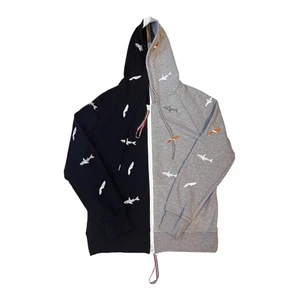 Áo Khoác Thom Thêu Cá 2 Mảnh Đen Xám KCloset Áo Nỉ, Áo Hoodie Dày Dặn Dáng Rộng Nam Nữ NA961