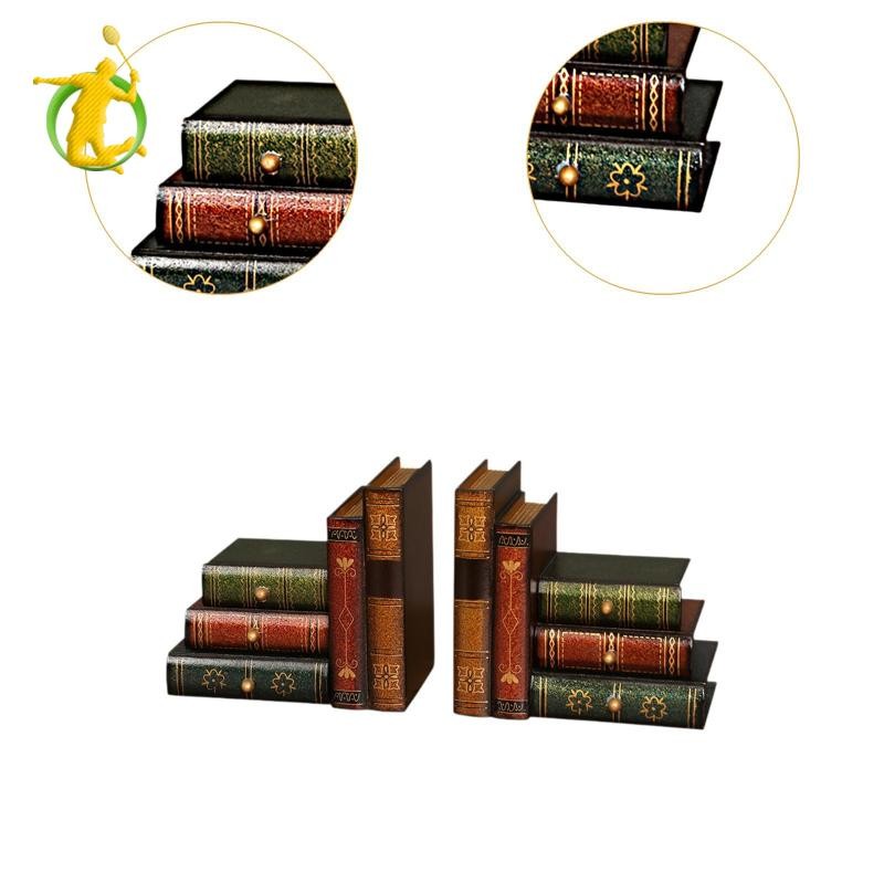 2x Đồ trang trí sách giả Bookends Giá đỡ sách có ngăn kéo lưu trữ Châu Âu