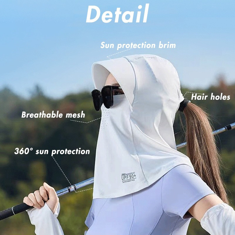Musion UV Protection Ice Silk Face Mask Chống nắng Mũ có thể giặt thoáng khí cho những cuộc phiêu lưu ngoài trời