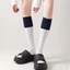 Tất đầu gối BORAGETE, Tất dài co giãn phong cách Hàn Quốc, Vớ nữ màu Cotton thời trang phù hợp với nữ