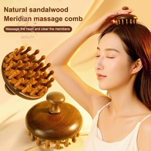 Lược Massage bằng gỗ đa chức năng Máy mát xa da đầu Gỗ đàn hương tự nhiên Răng tròn Guasha Máy mát xa cơ thể cạo {VN}
