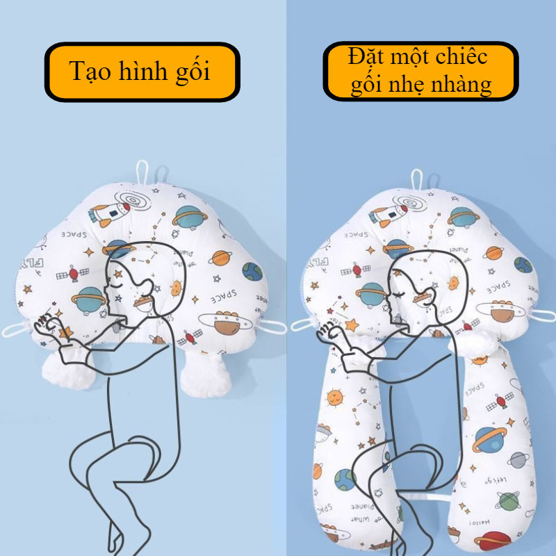 Gối Chữ U Cho Bé Sơ Sinh,Gối Chữ U Chân Rời Đa Năng,Chống Méo Đầu Mềm Mại Giúp Bé Ngủ Ngon