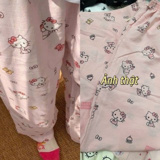 Quần Dài Hoạt Hình Chất Đũi Nữ Ống Rộng Mặc Nhà Đi Ngủ Cute
