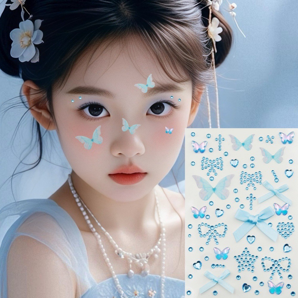 1-5 Miếng Dán Mặt Kim Cương Giả Acrylic - Đá Quý Toàn Thân 5 Màu Aurora Butterfly, Keo Dán Thân Thiện Với Da Để Trang Điểm Tiệc & Trang Trí Sân Khấu